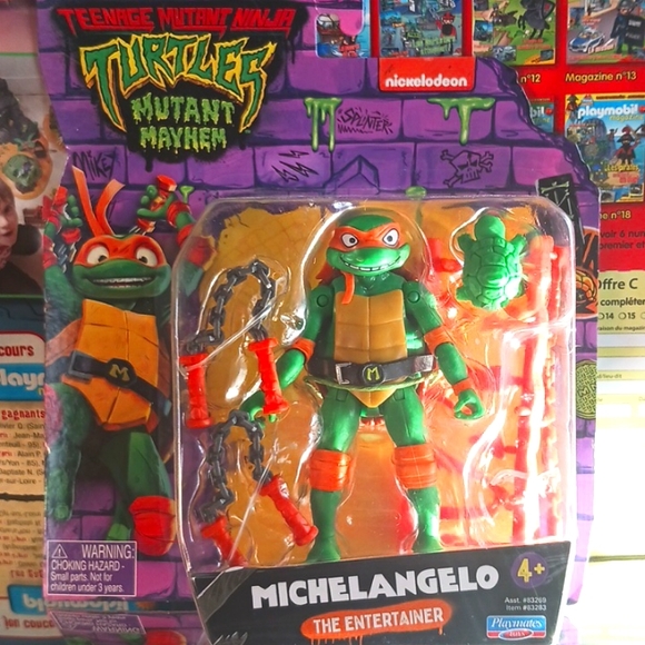 Nickelodeon Michelangelo The Entertainer TMNT-Playmates Toy,OneSize,Green Orange - Picture 5 of 7